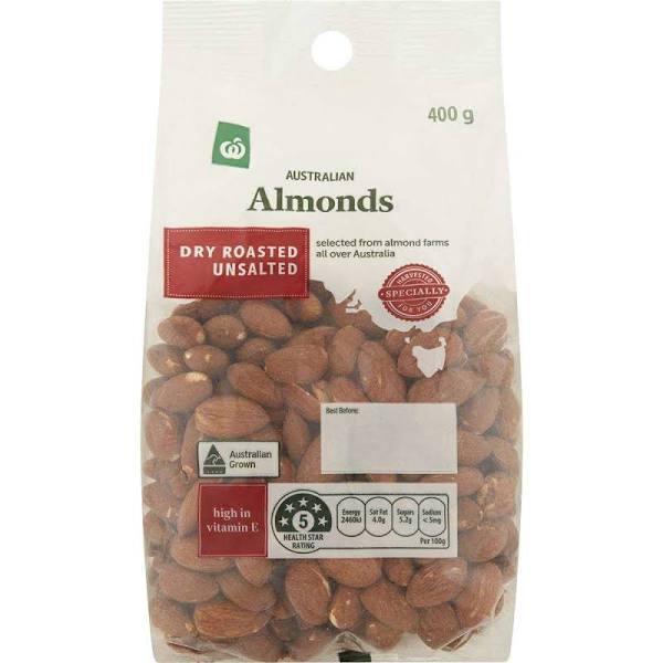 Woolworths Dry Roasted Almonds Nuts 400g