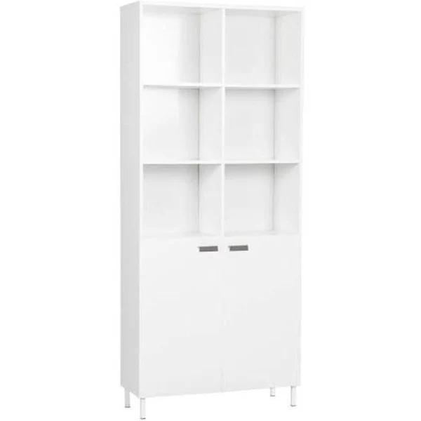 Ashley Collection 10-Cube Display Bookcase With 2-Doors - White