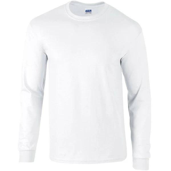 Gildan Mens Ultra Cotton Long-Sleeved T-Shirt White XXL