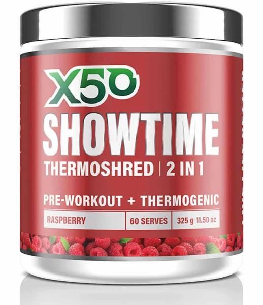 X50 Showtime Thermoshred Raspberry 60 Serves