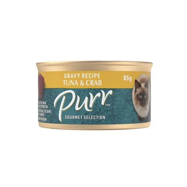 Purr Gourmet Flaked Tuna & Crabmeat in Gravy Cat Food 85g