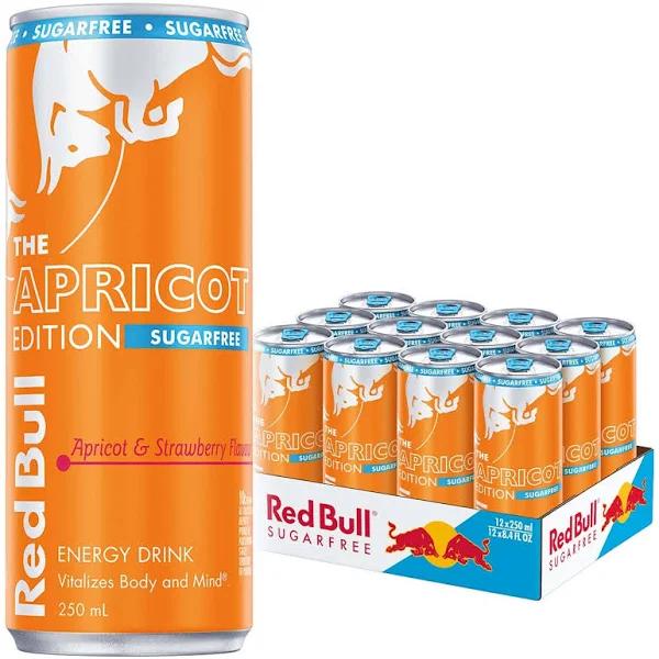 Red Bull Energy Drink, Strawberry Apricot Edition, Sugar Free Strawberry Apricot Flavour 250mL (12 Pack)