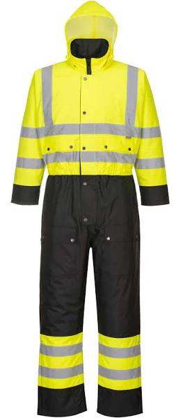 Portwest S485 Hi-Vis Contrast Coverall - Lined Yellow / Black