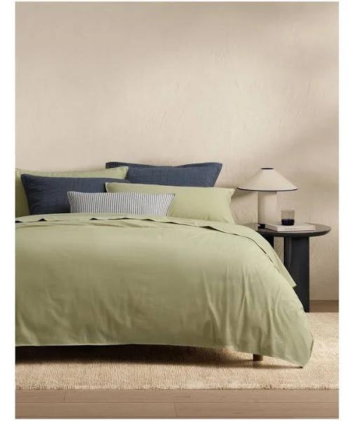 Sheridan Bayley Washed Percale King Quilt Cover Set in in Soft Fern