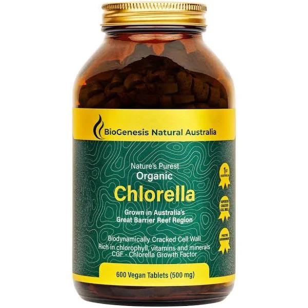 BioGenesis Natural Australia Nature's Purest Organic Chlorella 500mg 600 Tablets