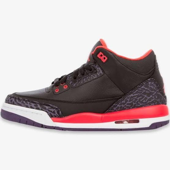 Air Jordan 3 Retro GS 'Crimson' Sneakers | Black | Kid's Size 6