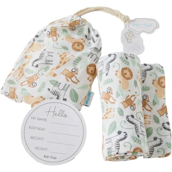 Jiggle & Giggle Muslin Wrap Safari & Arrival Card