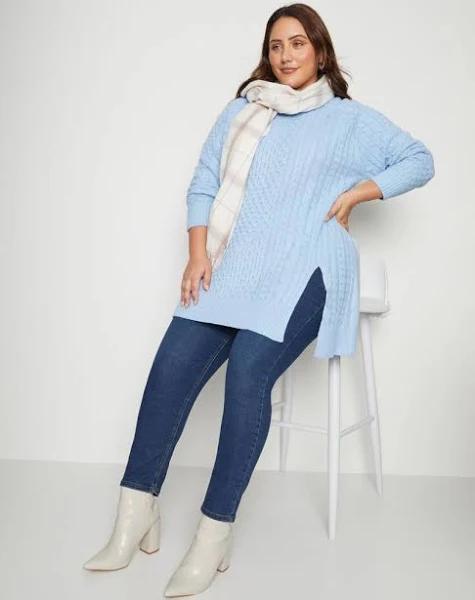 Beme Long Sleeve Cable Knitwear Split Hem Jumper