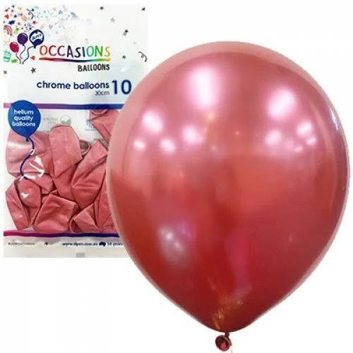 Chrome Balloons 10 Pack 30cm Pink