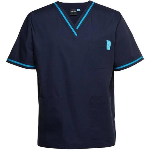 JB's Unisex Contrast Scrubs Top - 4SCT Navy/Aqua / XS