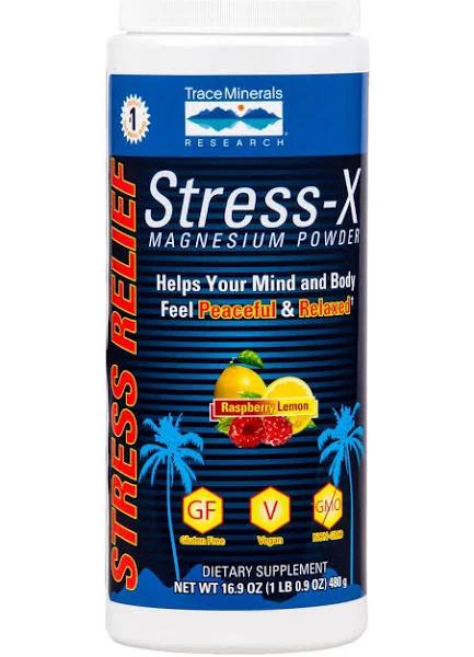 Trace Minerals Stress-X Magnesium Powder Raspberry Lemon - 16.9 oz