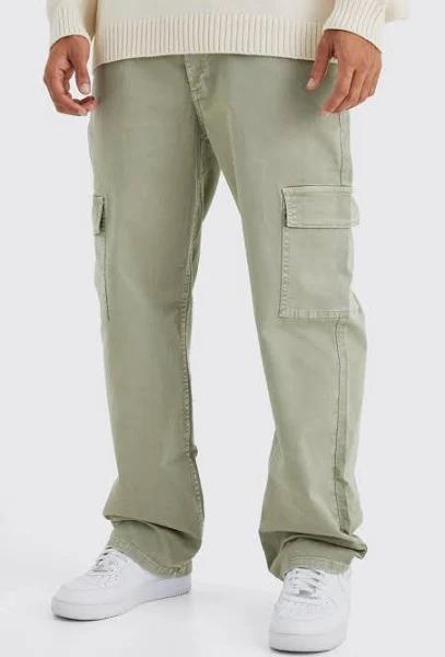 boohooMAN Men's Plus Size Relaxed Overdye Cargo Trouser - Size 30