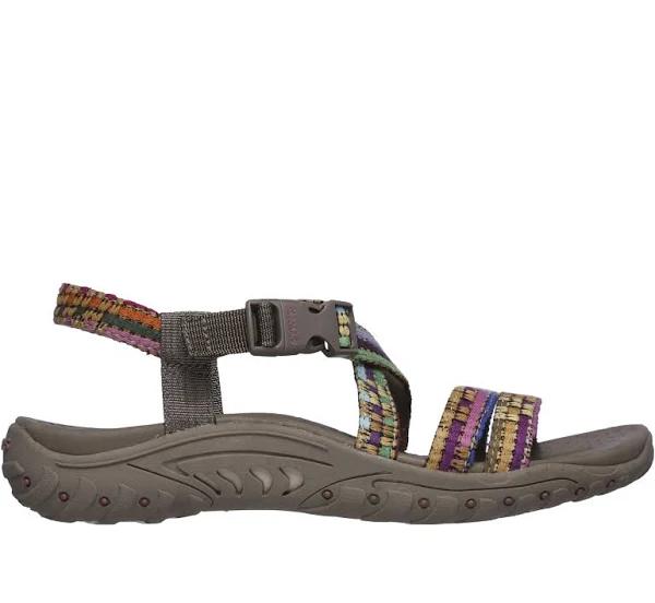 Skechers Womens Reggae Sew Me Woven Slingback Taupe/Multi Sport Sandals - 9 Medium (B,M)