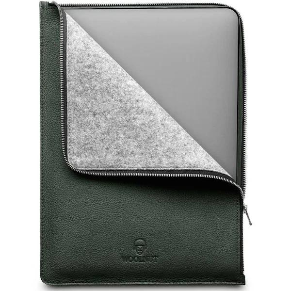 Woolnut Leather & Wool Folio Zipper Sleeve Case Cover, for MacBook Pro 16 inch - Green