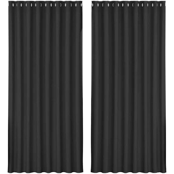 Artiss 2x Blockout Curtains Blackout Window Curtain Eyelet 300x230cm Black