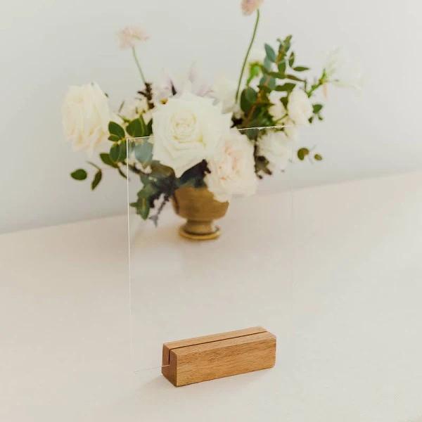 Wood Block Table Sign Holder - Natural