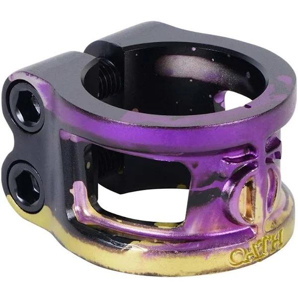 Oath Cage V2 Alloy 2 Bolt Clamp - Black/Purple/Yellow