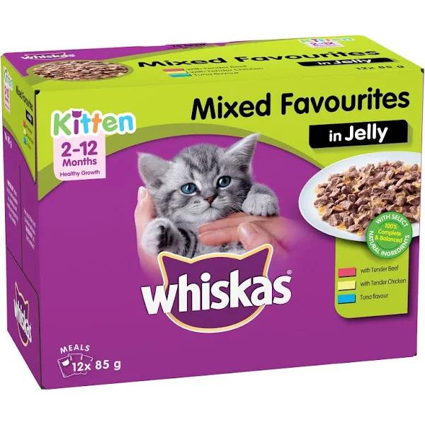 Whiskas Mixed Favourites in Jelly Wet Kitten Food 12 x 85g