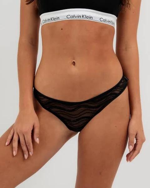 Calvin Klein Women's All-Over Lace Bikini Brief in Black | Size Small