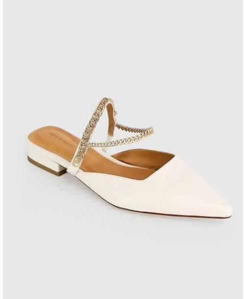 Belle & Bloom On The Go Leather Flat in Cream 10