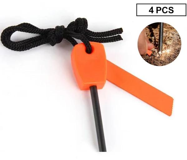 4pcs Orange Survival Magnesium Flint & Steel Striker Fire Starter Lighter Stick Camping - AfterPay & zipPay Available