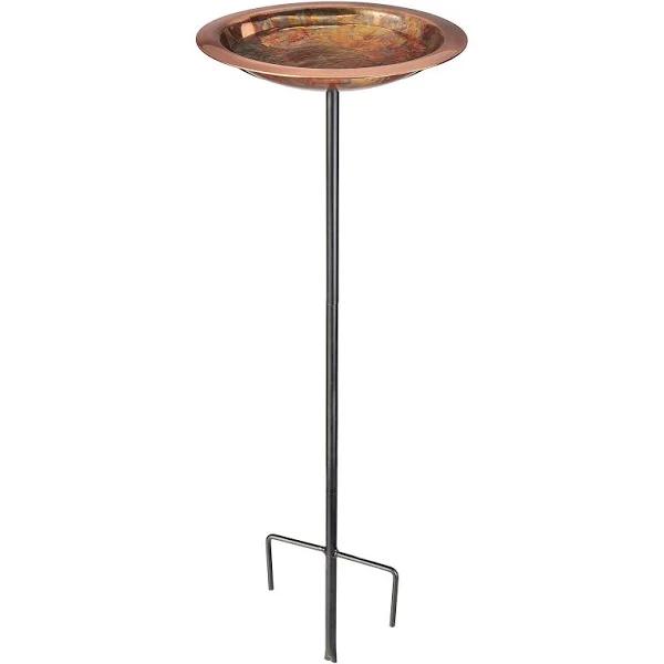 Good Directions BBG-3 Pure Copper Bird Bath, Featuring A Hand-applied Torched Finish Includes A Garden Pole