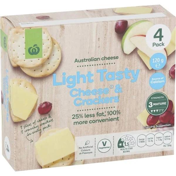 Woolworths Light Tasty Cheese & Crackers 4 CT