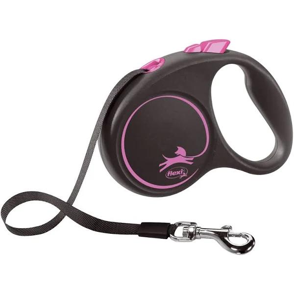 Dog Lead Flexi Black Design Black Pink S