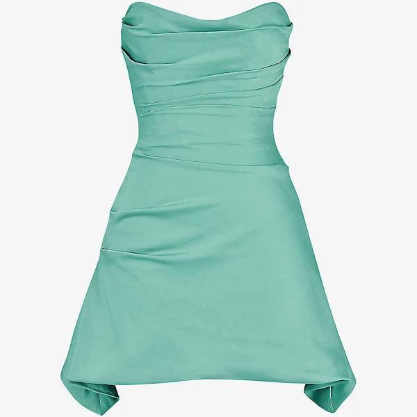 House of CB Jasmine Draped Strapless Corset Dress in Green Jade L