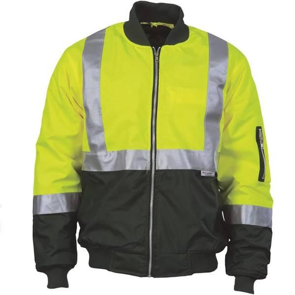 DNC HiVis Two Tone Flying Jacket with 3M R/Tape - Yellow/Bottle Green