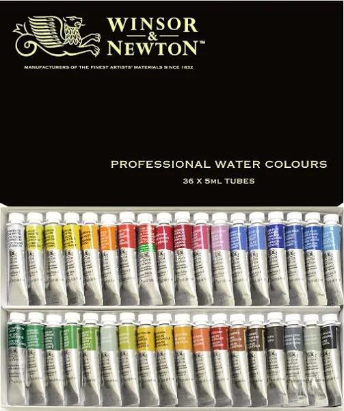 Windsor & Newton Watercolours Windsor & Newton Professional Water Colors, Set of 36 Colors, 5ml