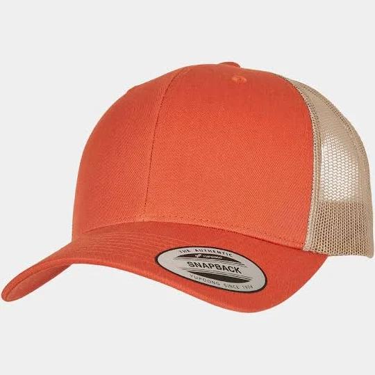 Flexfit Retro 2 Tone Snapback Cap Trucker Orange/Khaki One Size