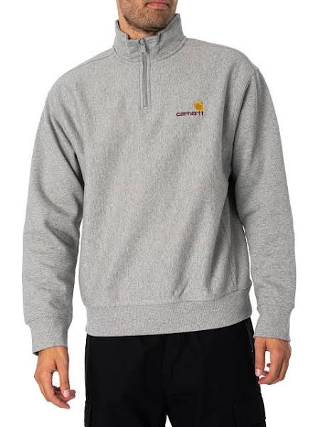 Carhartt WIP Half Zip American Script Sweat - Grey Heather - M - Men