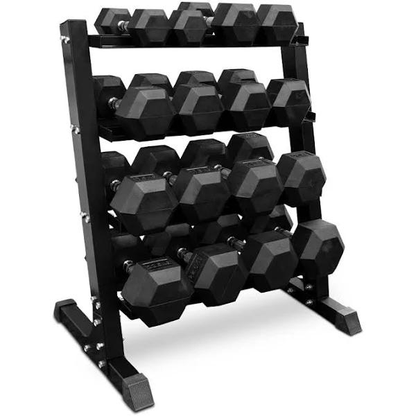 5-25kg Rubber Hex Dumbbell Set & Rack - AfterPay & zipPay Available