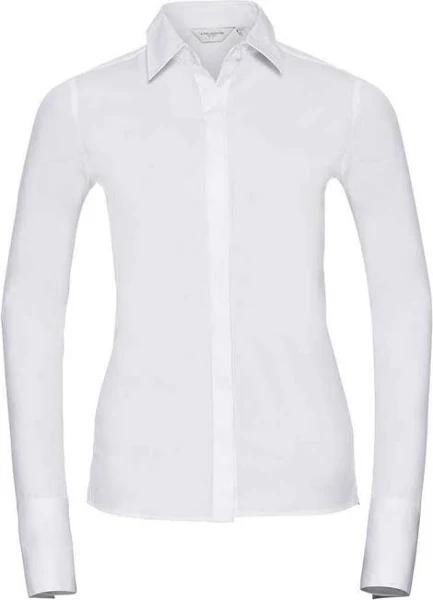 Russell Collection Womens/Ladies Ultimate Stretch Formal Shirt White 14 UK Cotton Elastomultiester Womens Formal Shirt