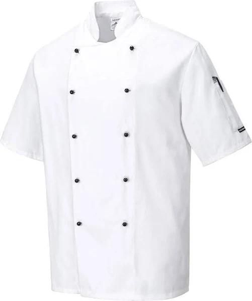 Portwest Mens Kent Chef Jacket White L Cotton Polyester Mens Chef Jacket