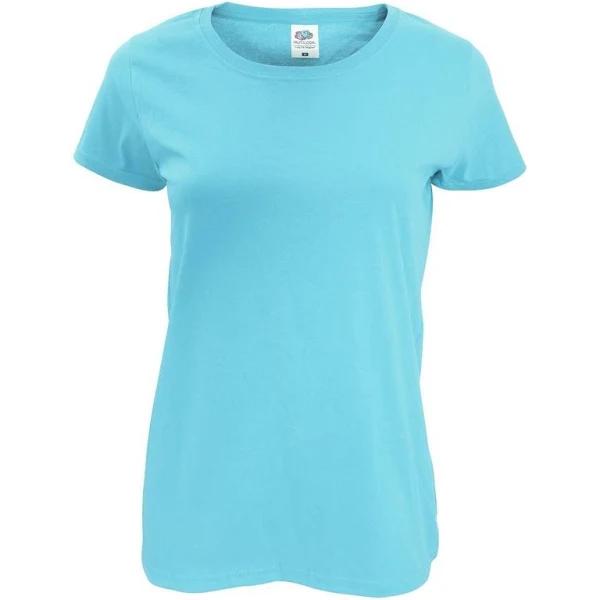 Fruit of The Loom Womens/Ladies Short Sleeve Lady-Fit Original T-Shirt Sky Blue L