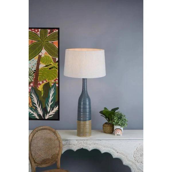 Florabelle Potters Large Table Base Only - Grey/Brown - Tall Thin Glazed Ceramic Table Lamp Base Only