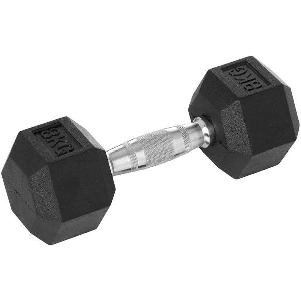 Celsius 8kg Rubber Hex Dumbbell 1 Piece