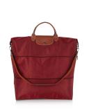 Longchamp Le Pliage Expandable Travel Duffel Nylon Weekender Deep Red