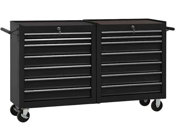 vidaXL Steel Tool Trolley With 14 Drawers - Black