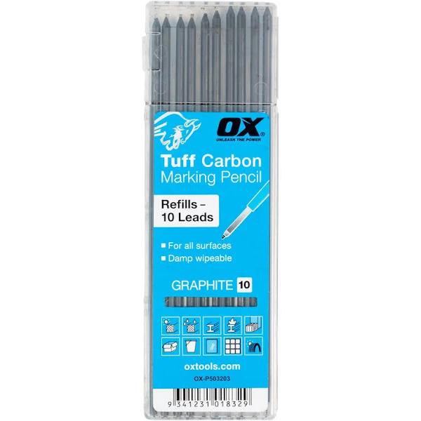 Ox Tuff Carbon Marking Pencil Graphite Lead Refill - 10 Piece