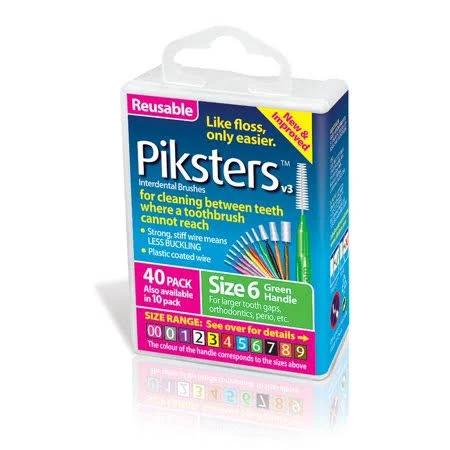 Piksters Interdental Brush Size 6 Green - 40 Pack