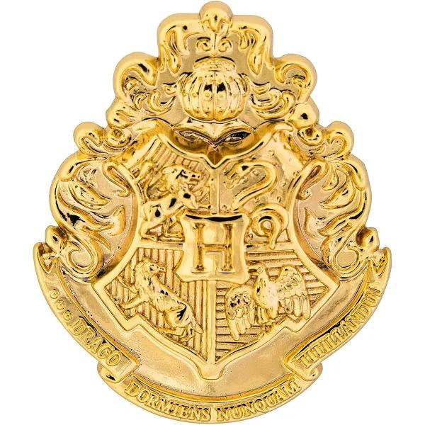 Harry Potter Hogwarts Golden Crest Pewter Lapel Pin Gold