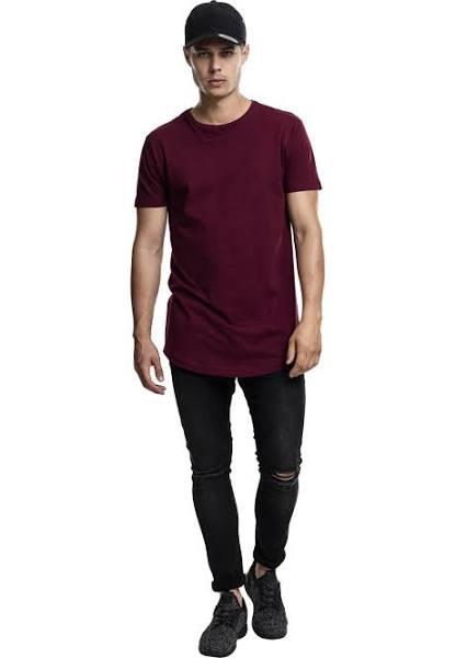 Urban Classics Mens Shaped Long Tee in Port Plum M