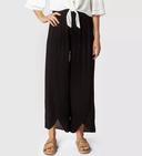 Piping Hot Split Leg Beach Pants | Black | Size 14