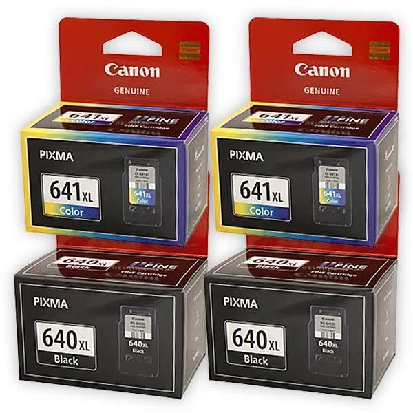 Canon PG640XL CL641XL High Yield Ink Cartridge Combo Genuine 4 Pack [2Black + 2Colour]