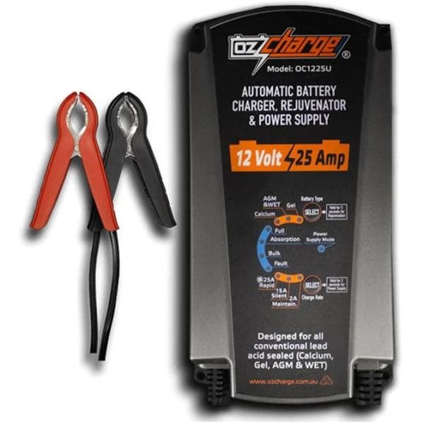 OzCharge 12V 25A Battery Charger, Maintainer & Power Supply