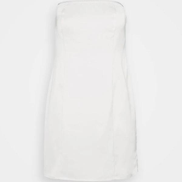 Pieces Bride to Be Satin Bandeau Mini Dress with Bow Back Detail in White