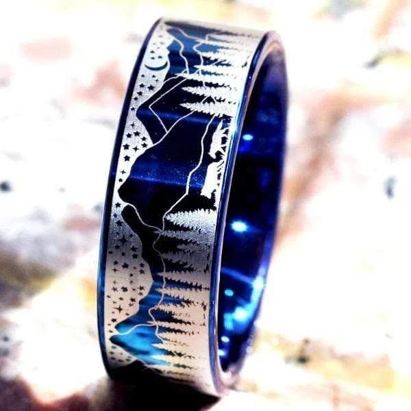 Tungsten Blue Detailed Wolf Ring 17 by Fashion Plaza Australia